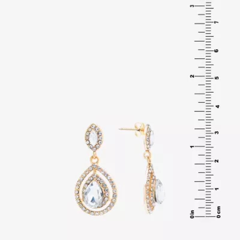 Sparkle Allure Womens Crystal 24K Gold Over Brass Drop Earrings