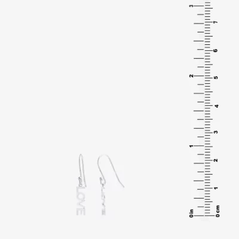 Silver Treasures Love Womens Sterling Silver Drop Earrings