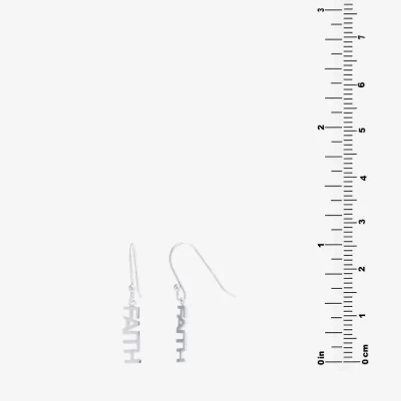 Silver Treasures Faith Womens Sterling Silver Drop Earrings