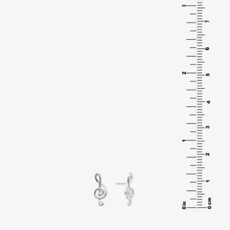 Silver Treasures Music Note Sterling Silver 12.7mm Stud Earrings