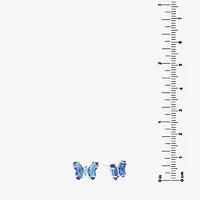 Silver Treasures Blue Cubic Zirconia Sterling 7.8mm Butterfly Stud Earrings