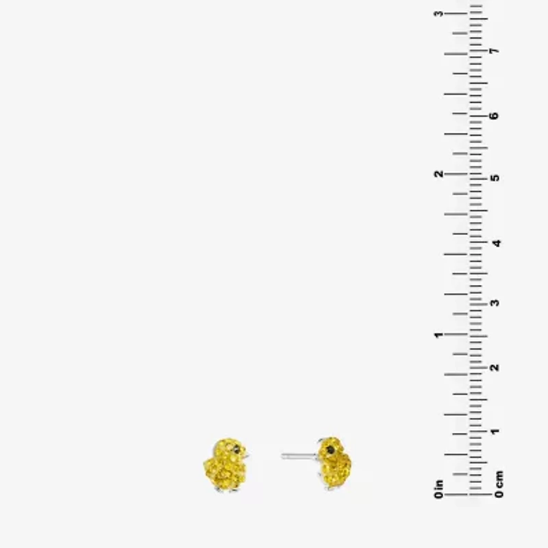 Silver Treasures Chicken Yellow Crystal Sterling Silver 8.1mm Stud Earrings