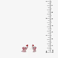 Silver Treasures Elephant Pink Crystal Sterling Silver 11.4mm Heart Stud Earrings