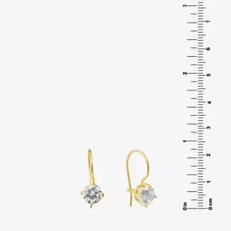 Silver Treasures Womens Cubic Zirconia 14K Gold Over Silver Round Drop Earrings