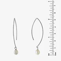 Silver Treasures Threader Womens White Cultured Freshwater Pearl Sterling Silver Drop Earrings