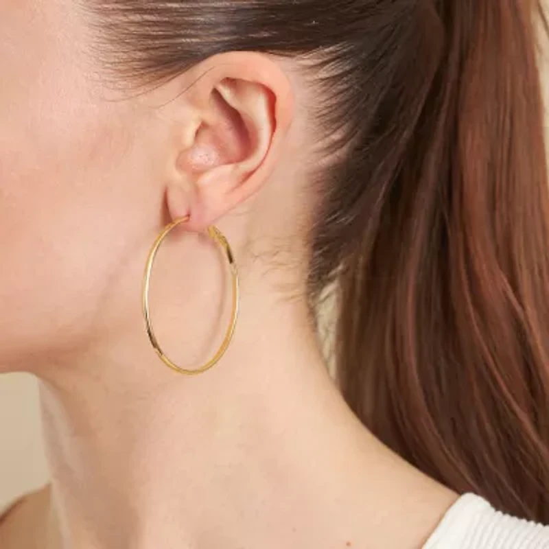 Silver Reflections 14K Gold Over Brass Hoop Earrings