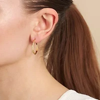 Silver Reflections 14K Gold Over Brass Hoop Earrings