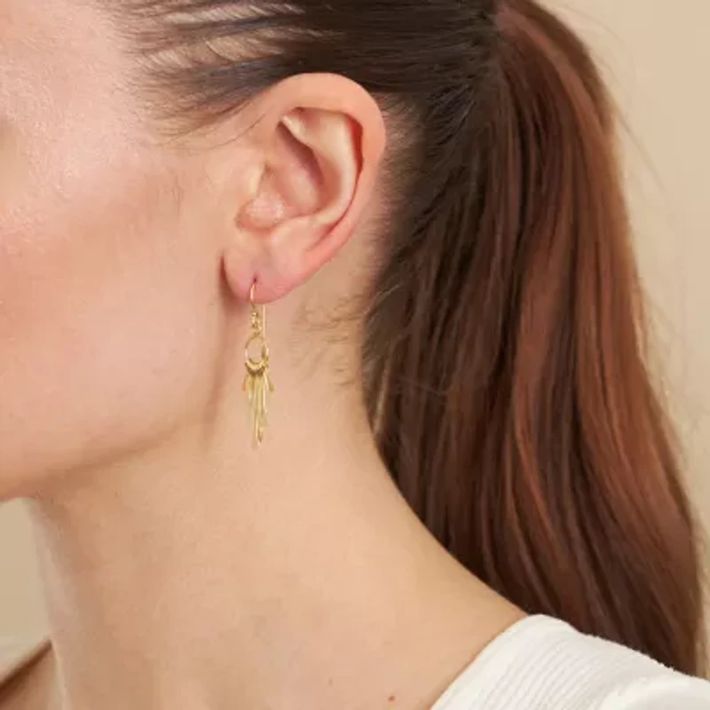 Silver Reflections 14K Gold Over Brass Drop Earrings