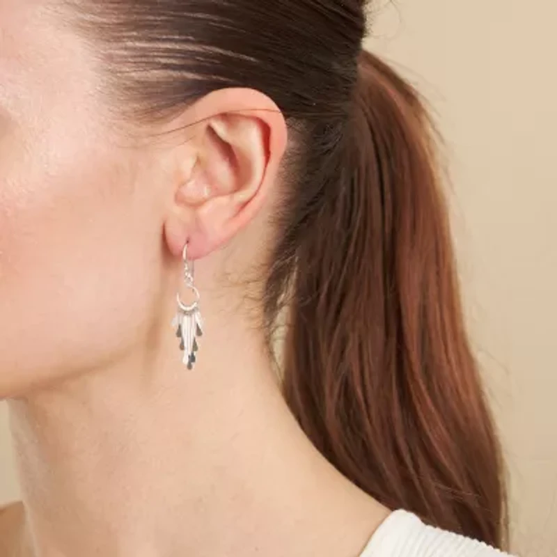 Silver Reflections Pure Silver Over Brass Drop Earrings