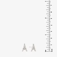 Silver Treasures Eiffel Tower Cubic Zirconia Sterling Silver 10.4mm Stud Earrings