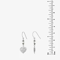 Silver Treasures Sterling Silver Cultured Freshwater Pearl Heart Drop Earrings