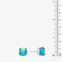 Sparkle Allure Blue Crystal 12mm Square Stud Earrings
