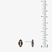 Silver Treasures Football Brown Crystal Sterling Silver 11.5mm Stud Earrings