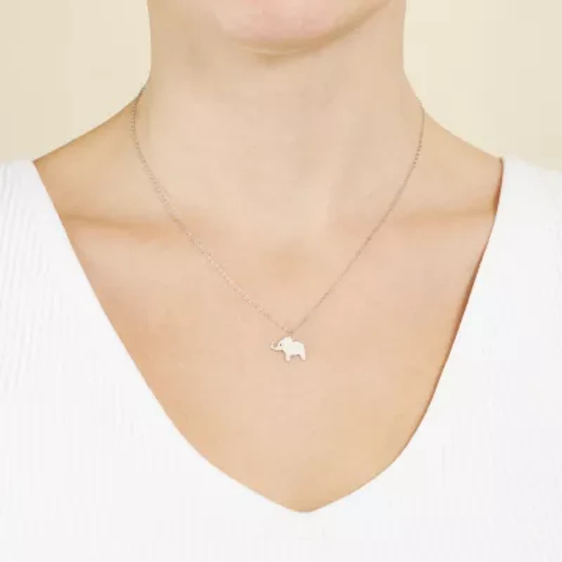 Silver Treasures Elephant Womens Sterling Silver 16 Inch Pendant Necklace
