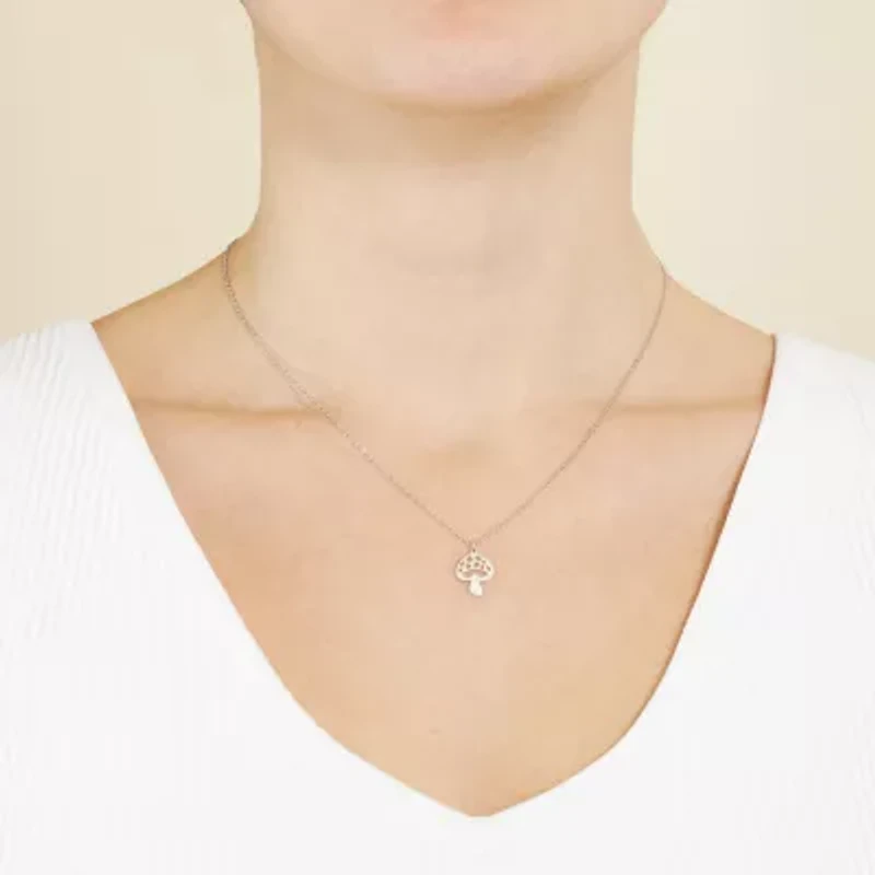 Silver Treasures Mushroom Womens Sterling Silver 16 Inch Pendant Necklace