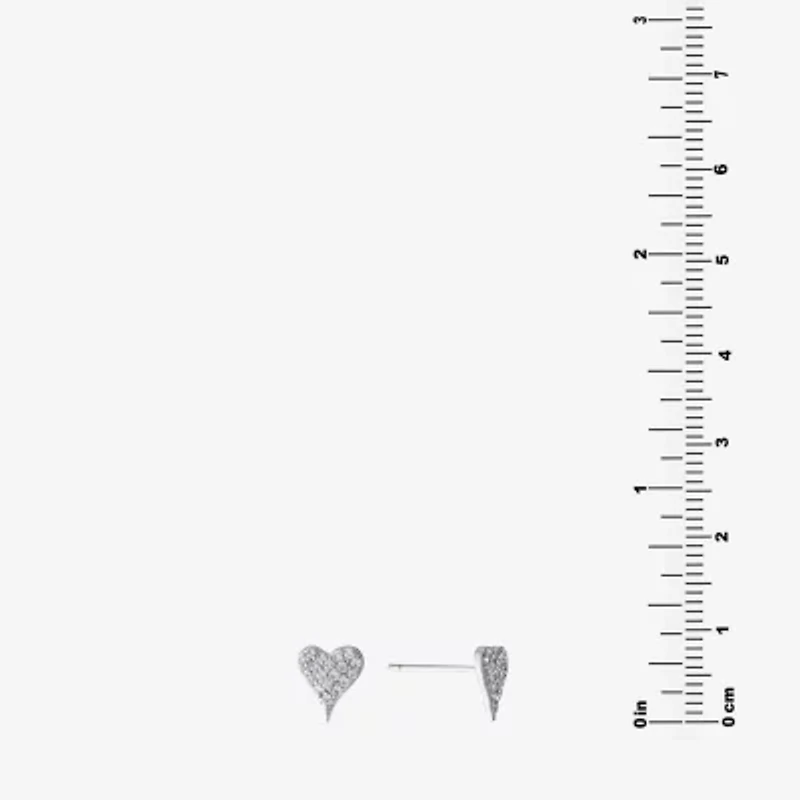 Silver Treasures Cubic Zirconia Sterling Silver 7.3mm Heart Stud Earrings