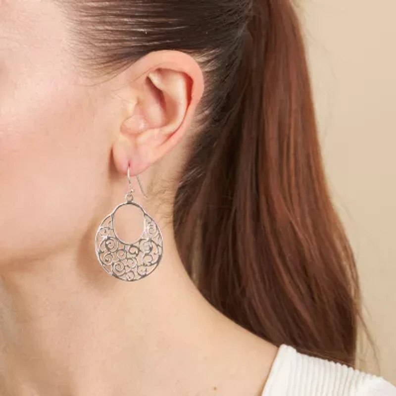 Silver Reflections Pure Silver Over Brass Drop Earrings