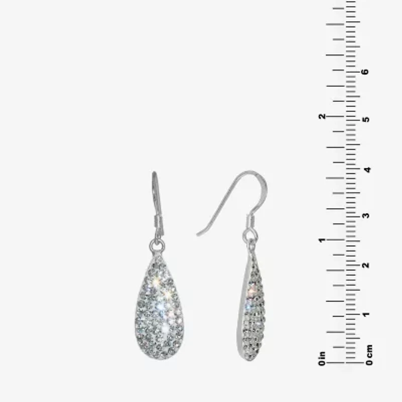 Sparkle Allure Womens Crystal Pure Silver Over Brass Drop Earrings