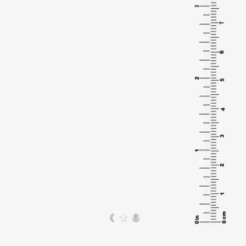 Silver Treasures Womens Sterling Silver Moon Star 3 Pair Earring Set