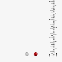 Silver Treasures Womens Crystal Sterling Silver Ball 2 Pair Earring Set