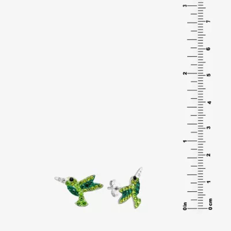 Silver Treasures Hummingbird Green Crystal Sterling Silver 12.7mm Stud Earrings
