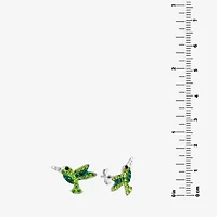 Silver Treasures Hummingbird Green Crystal Sterling Silver 12.7mm Stud Earrings