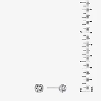 Silver Treasures Red Crystal Sterling 6.8mm Square Stud Earrings