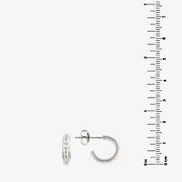 Silver Treasures Womens Crystal Sterling Silver 14mm Hoop Earrings