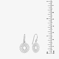 Silver Treasures Sunflower Womens Sterling Silver Flower Drop Earrings