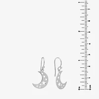 Silver Treasures Womens Sterling Silver Moon Star Drop Earrings