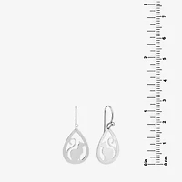 Silver Treasures Cat Womens Sterling Silver Drop Earrings
