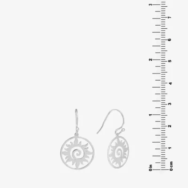 Silver Treasures Sun Womens Sterling Silver Drop Earrings