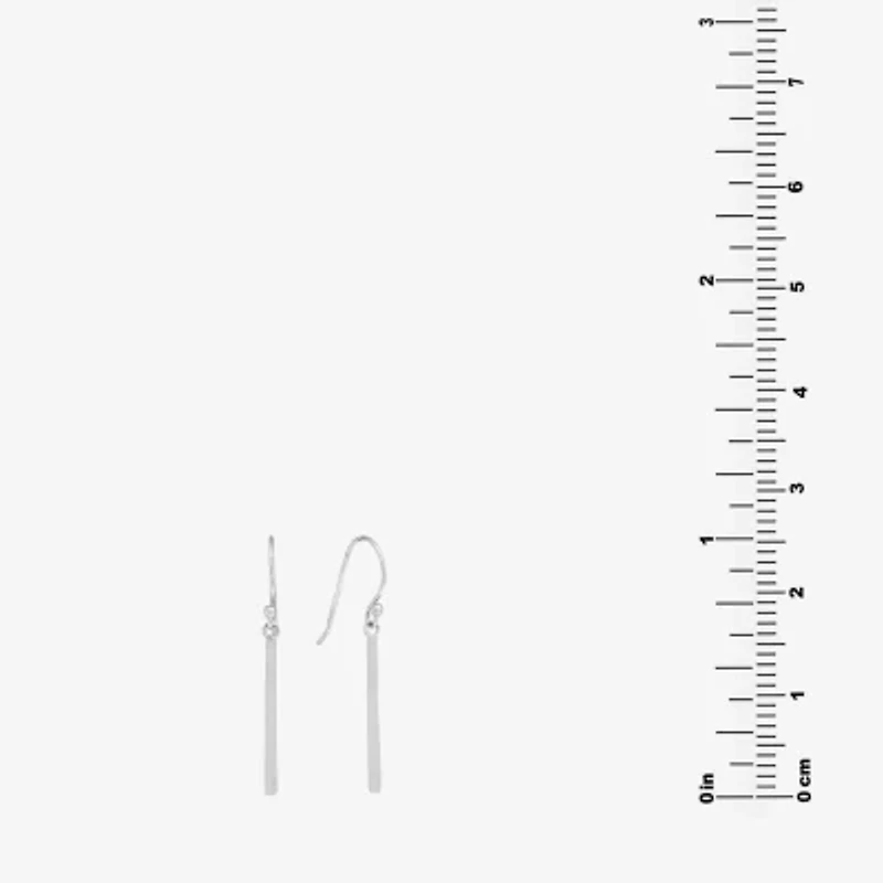 Silver Treasures Womens Sterling Silver Bar Drop Earrings