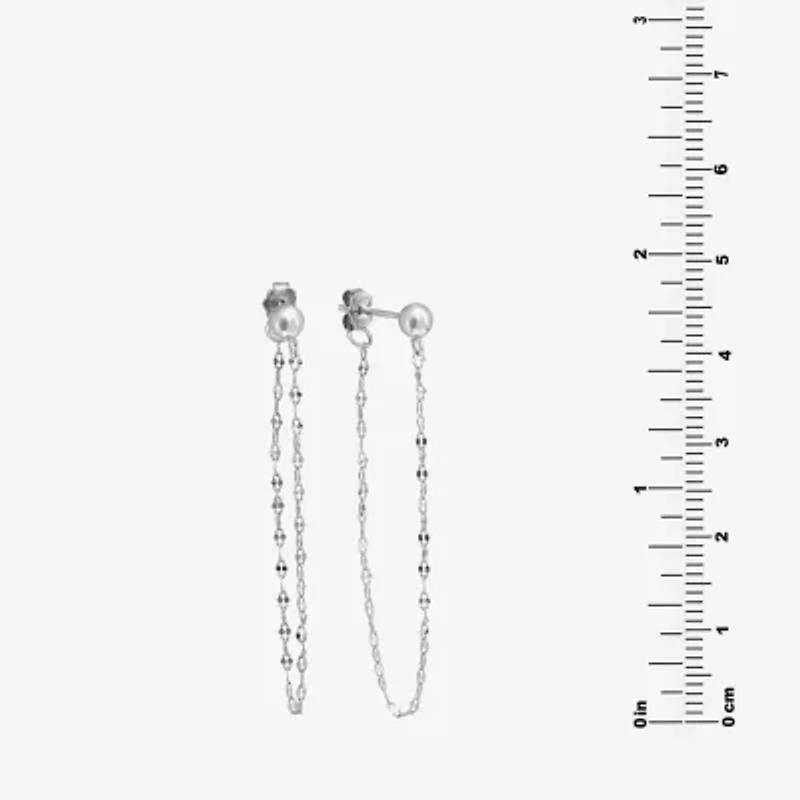Silver Treasures Front And Back Chain Womens Sterling Silver Drop Earrings