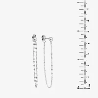 Silver Treasures Front And Back Chain Womens Sterling Silver Drop Earrings