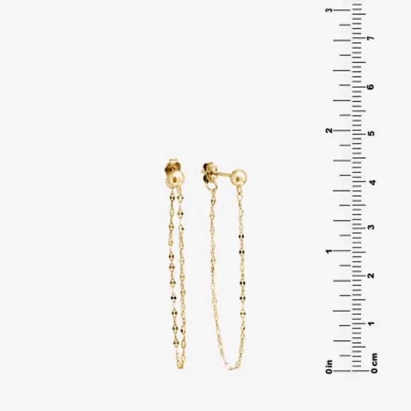 Silver Treasures Front And Back Chain Womens 14K Gold Over Silver Drop Earrings