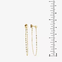 Silver Treasures Front And Back Chain Womens 14K Gold Over Silver Drop Earrings