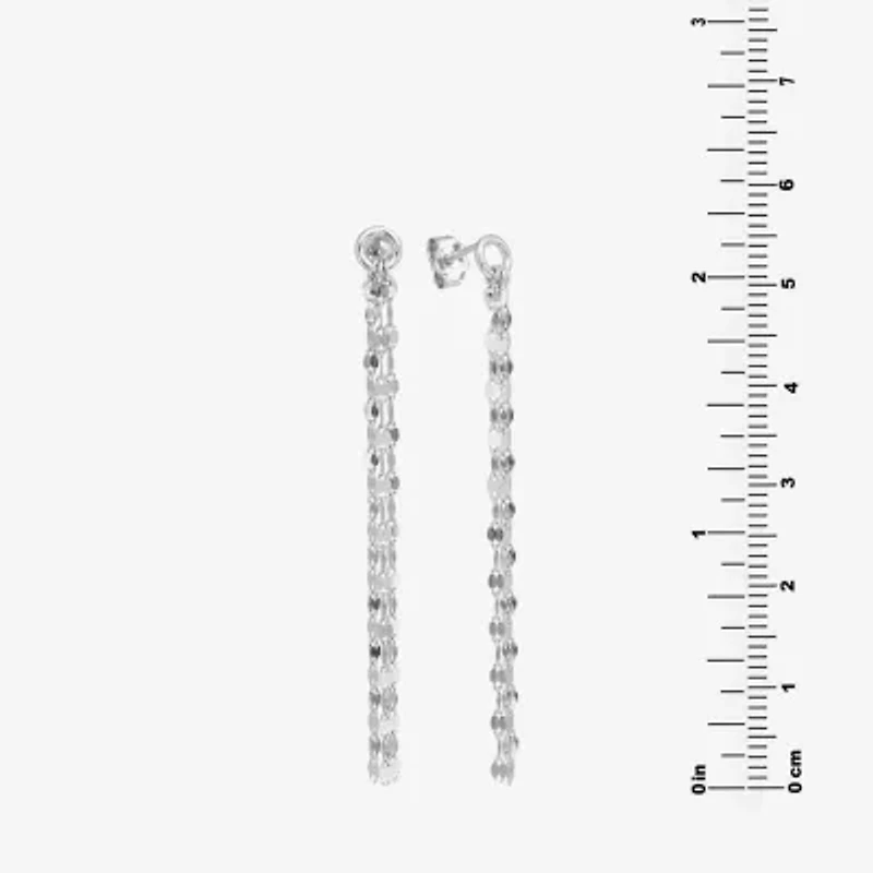 Silver Treasures Front And Back Mirror Chain Womens Sterling Silver Drop Earrings