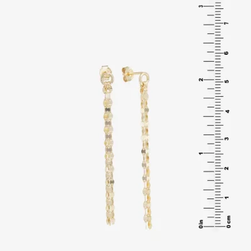 Silver Treasures Front And Back Mirror Chain Womens 14K Gold Over Silver Drop Earrings