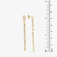 Silver Treasures Front And Back Mirror Chain Womens 14K Gold Over Silver Drop Earrings