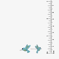 Silver Treasures Hummingbird Multi Color Crystal Sterling Silver 12.7mm Stud Earrings