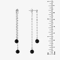 Silver Treasures Front & Back Chain Genuine Stone Beaded Womens Sterling Drop Earrings