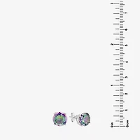 Silver Treasures Multi Color Cubic Zirconia Sterling Silver 7.8mm Stud Earrings