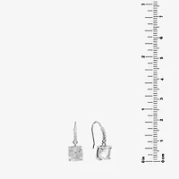 Silver Treasures Womens Crystal Sterling Silver Drop Earrings