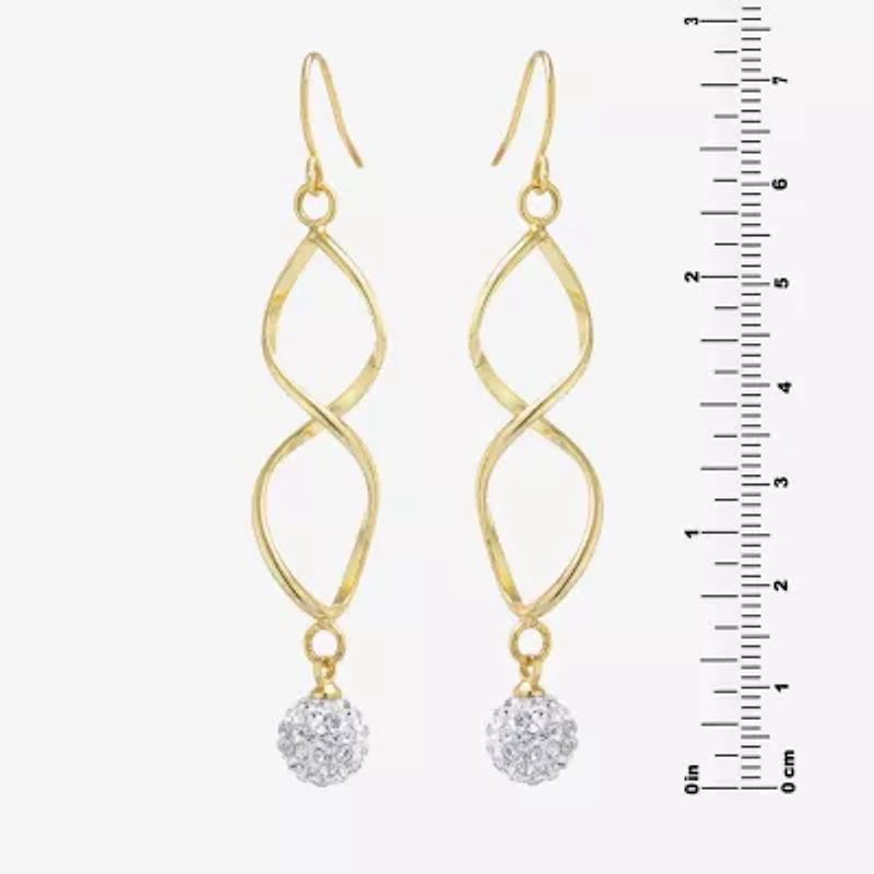 Sparkle Allure Twist Womens Crystal 24K Gold Over Brass Drop Earrings