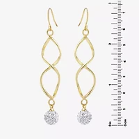 Sparkle Allure Twist Womens Crystal 24K Gold Over Brass Drop Earrings