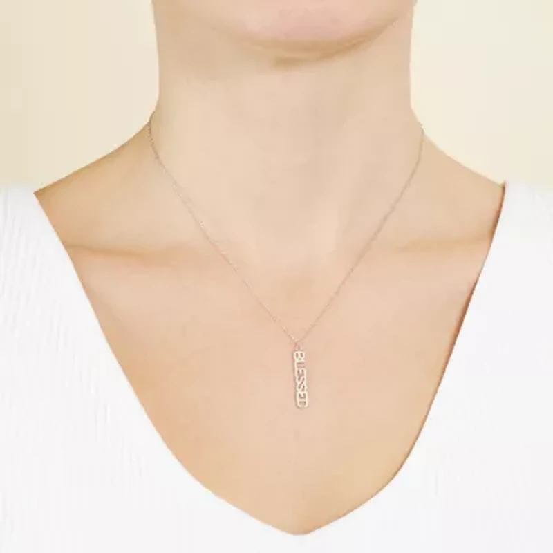 Silver Treasures Blessed Womens Sterling Silver 16 Inch Pendant Necklace