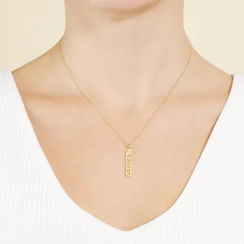Silver Treasures Blessed Womens 14K Gold Over Silver 16 Inch Pendant Necklace