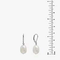 Silver Treasures Womens White Cultured Freshwater Pearl Sterling Silver Drop Earrings
