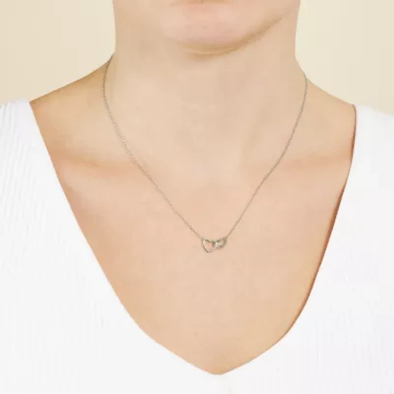 Silver Treasures Womens Sterling Silver Heart 16 Inch Pendant Necklace